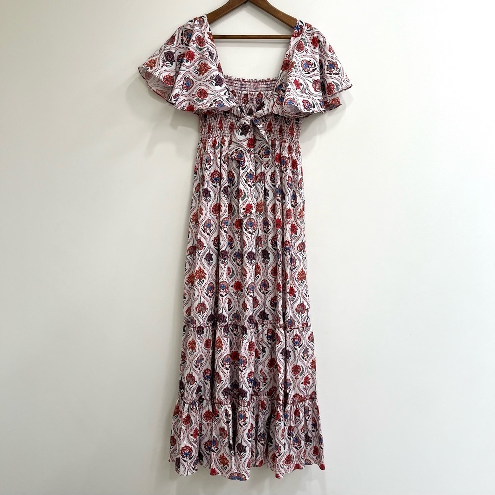 Sachin & Babi Danni Block Print Floral Square Neck Flutter Sleeve Maxi Dress 6 - Picture 3 of 12